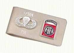 82nd Airborne money clip with engraved iinitials