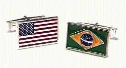 Custom enameled flag cuff links