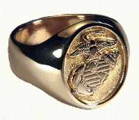 18KY Marine Corps Signet Ring